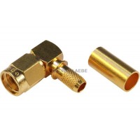 J01150R0031 SMA plug reverse male gold plated right angle TELEGARTNER