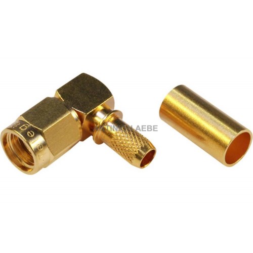 J01150R0031 SMA plug reverse male gold plated right angle TELEGARTNER