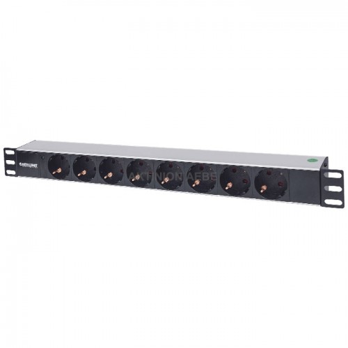 INT 714037 19 1U Rackmount 8-Way Power Strip With LED Indicator